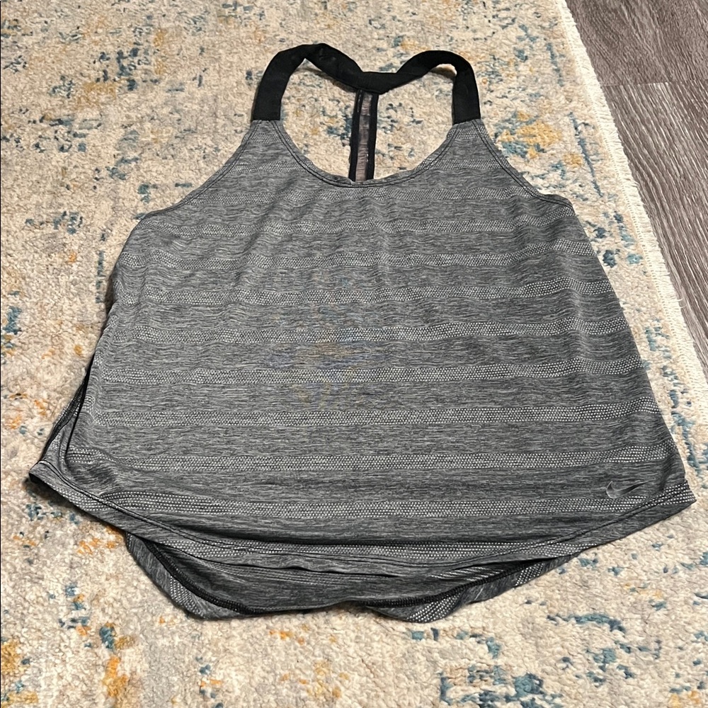 Nike Women's Black and Gray Tank Top